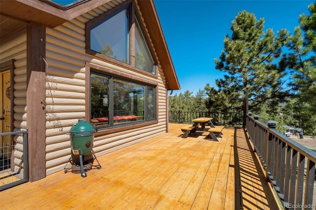 deck featuring grilling area