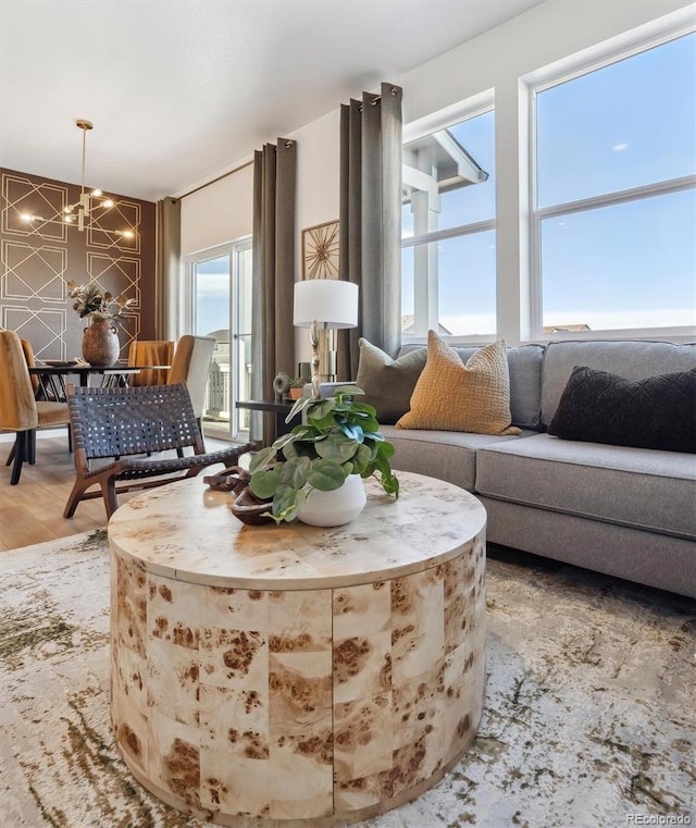 22384 E 6th Pl, Aurora, CO 80018 - living area featuring a chandelier