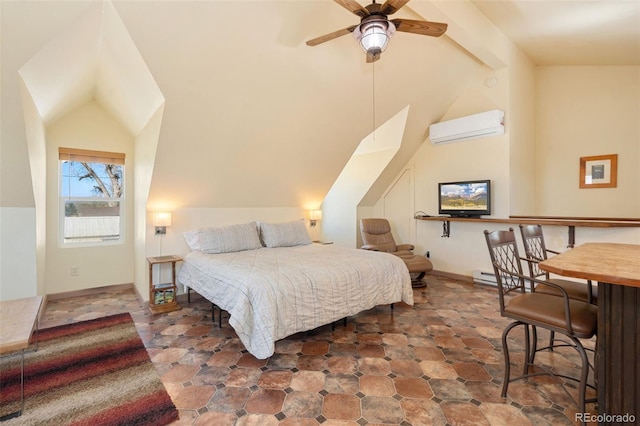224 4th Ave, Severance, CO 80550 - bedroom with an AC wall unit and vaulted ceiling