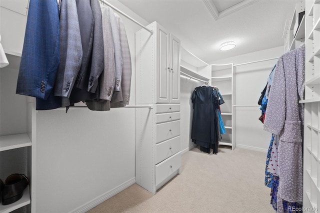2062 Hyacinth Rd, Highlands Ranch, CO 80129 - walk in closet featuring light colored carpet and attic access