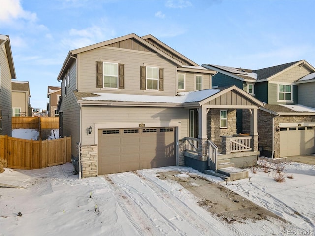 view of front of property with a garage