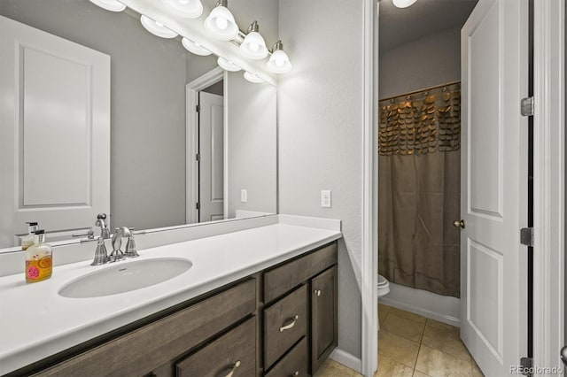 16256 Ute Peak Way, Broomfield, CO 80023 - bathroom featuring vanity, tile patterned floors, and a shower with shower curtain