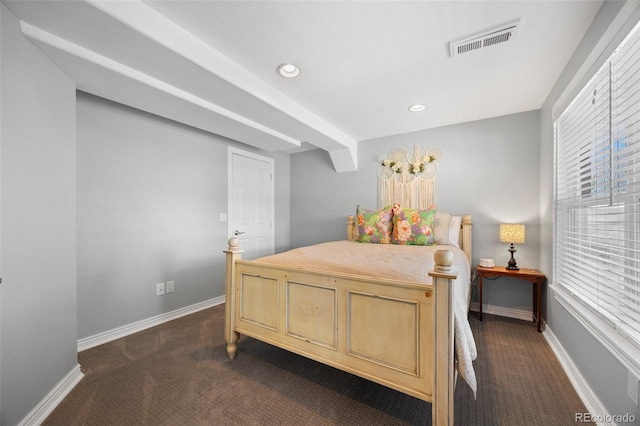 404 Yarrow Pl, Castle Pines, CO 80108 - bedroom with dark carpet, baseboards, and recessed lighting