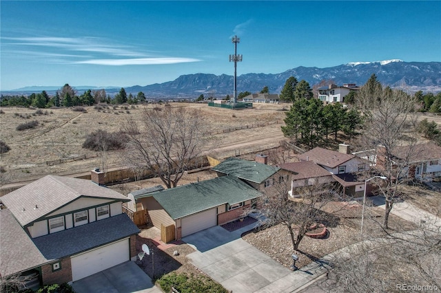 bird's eye view featuring a mountain view