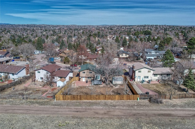 aerial view with a residential view