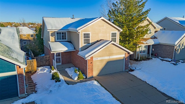 view of front property with a garage