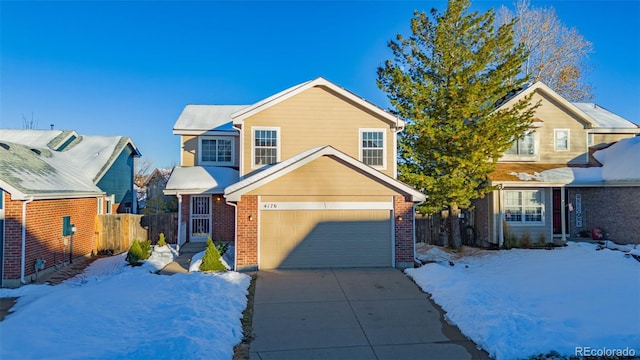 view of front property with a garage