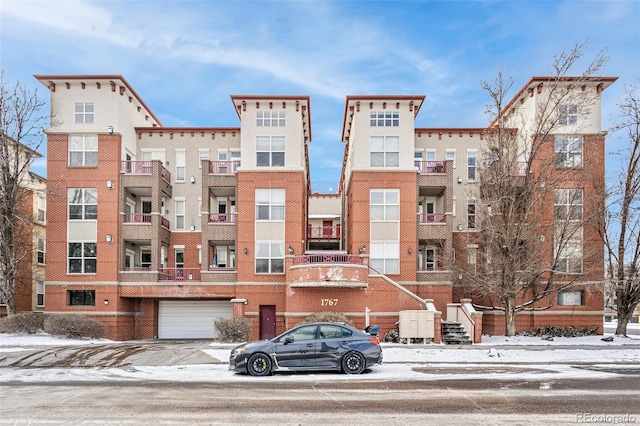 view of snow covered building