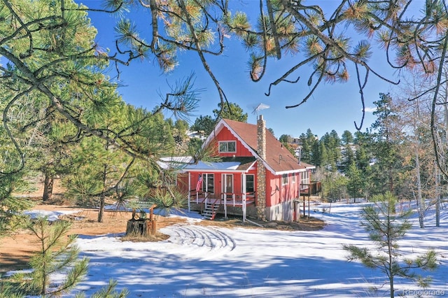 view of snowy exterior