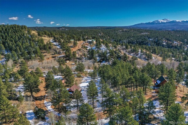 aerial view with a mountain view