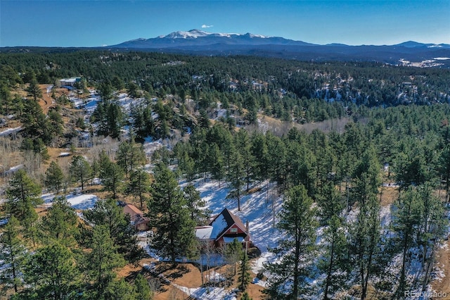 drone / aerial view with a mountain view