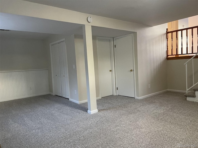 basement featuring carpet