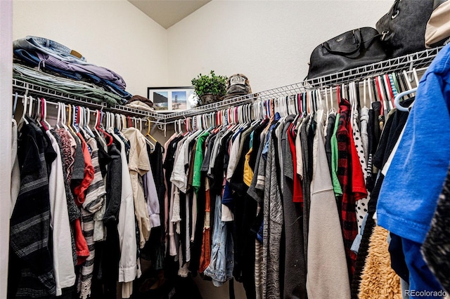 spacious closet featuring lofted ceiling