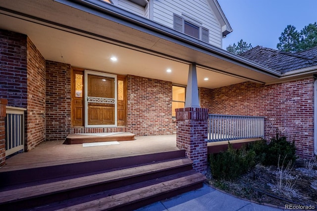 deck featuring a porch