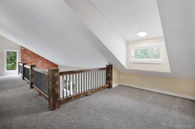 595 Wintery Cir, Colorado Springs, CO 80919 - additional living space featuring carpet floors, healthy amount of natural light, lofted ceiling, and baseboards