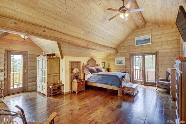 1198 Kootchie Kootchie Rd, Alma, CO 80420 - bedroom featuring access to outside, wood ceiling, and wood-type flooring