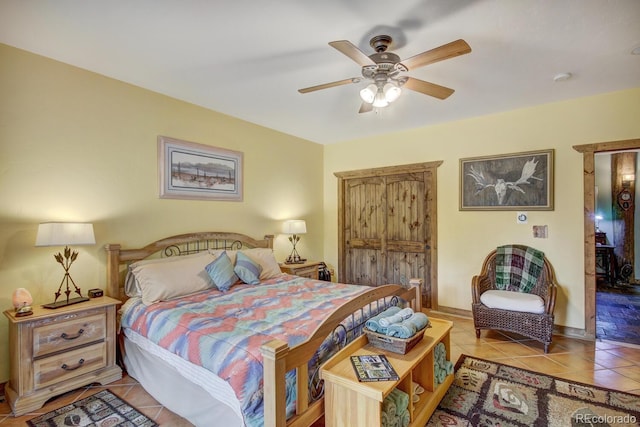 1198 Kootchie Kootchie Rd, Alma, CO 80420 - tiled bedroom with ceiling fan
