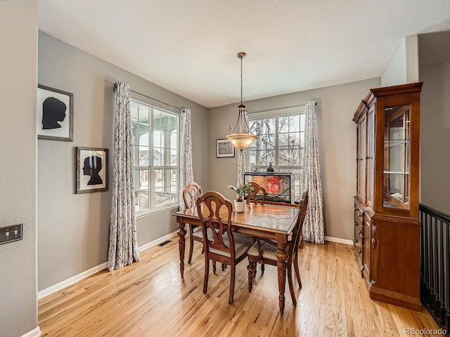 dining room with light hardwood / wood-style flooring