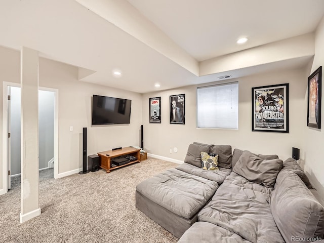 living room featuring carpet floors