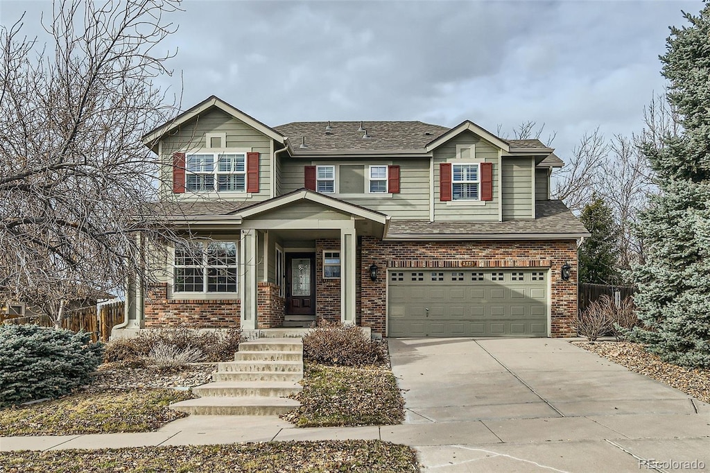 craftsman inspired home featuring a garage