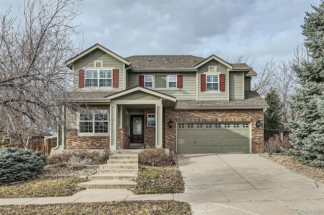 craftsman inspired home featuring a garage