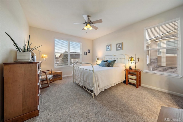 bedroom featuring carpet flooring and ceiling fan