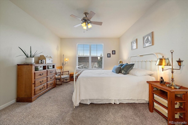 bedroom with carpet flooring and ceiling fan