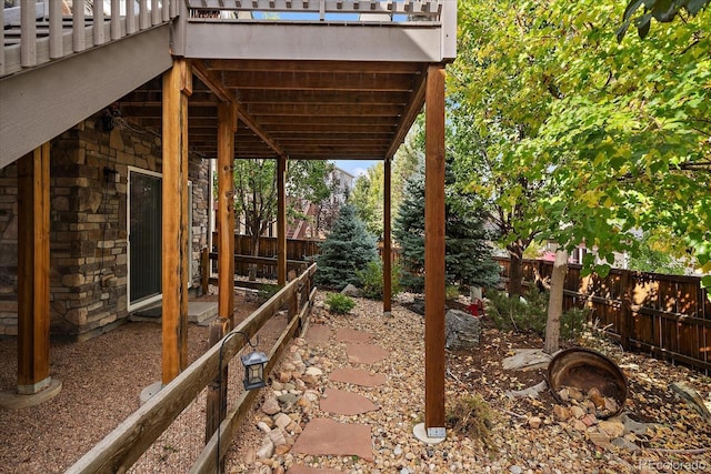 view of yard featuring a deck