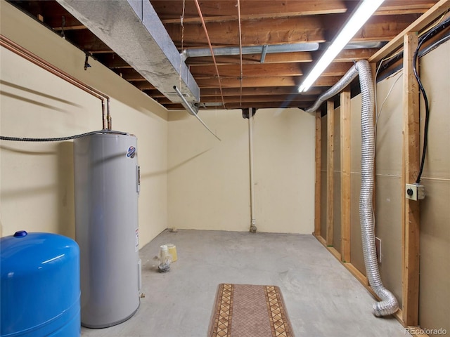 unfinished below grade area with water heater