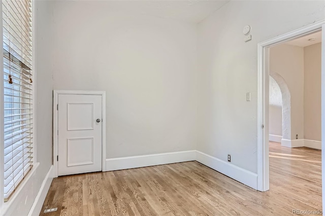 empty room with light wood-type flooring