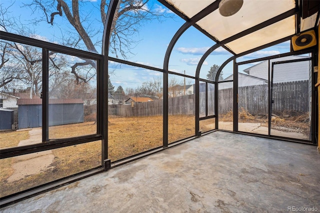 view of unfurnished sunroom