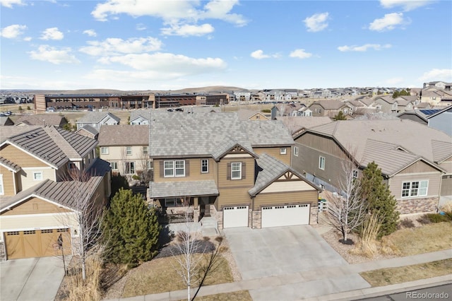 aerial view with a residential view