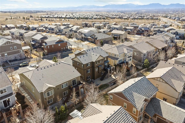 aerial view with a residential view and a mountain view