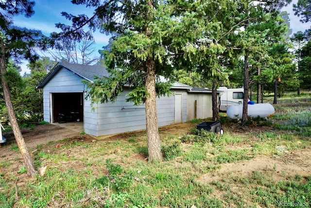 exterior space with a garage