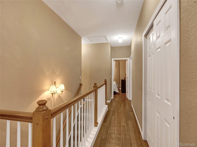 hall with dark hardwood / wood-style flooring