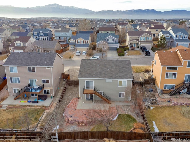 drone / aerial view with a mountain view