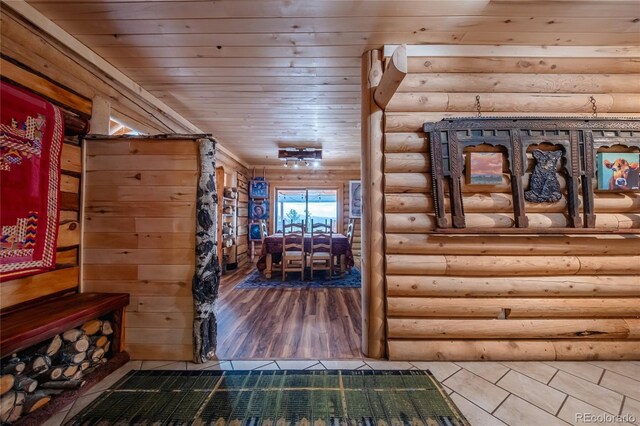 361 Crystal Peak Rd, Florissant, CO 80816 - interior space featuring hardwood / wood-style flooring and wooden ceiling