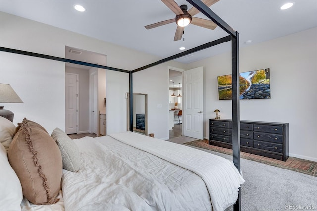 944 Alpine Ridge St, Erie, CO 80516 - bedroom featuring recessed lighting, baseboards, a ceiling fan, and carpet flooring