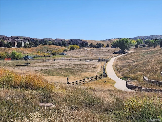 view of mountain feature with a rural view