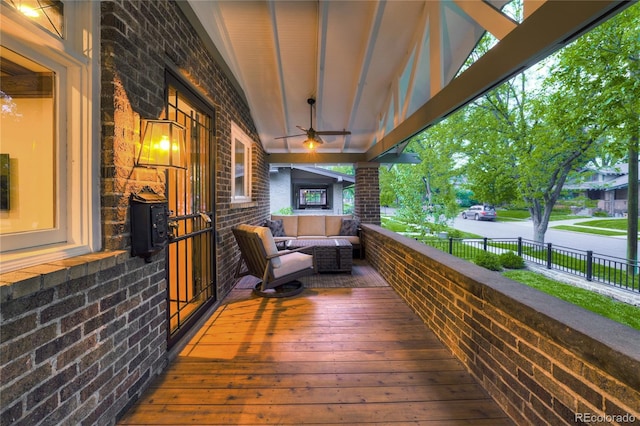 deck featuring ceiling fan