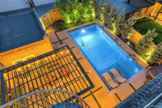 view of pool featuring a hot tub