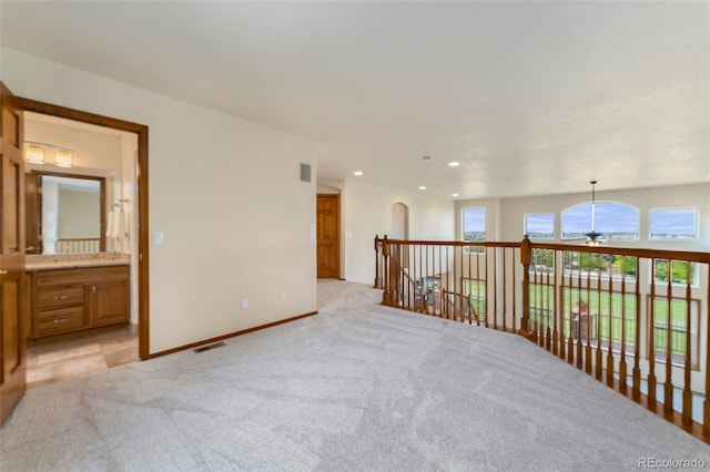 6323 S Sicily Way, Aurora, CO 80016 - empty room with ceiling fan, light carpet, recessed lighting, and baseboards