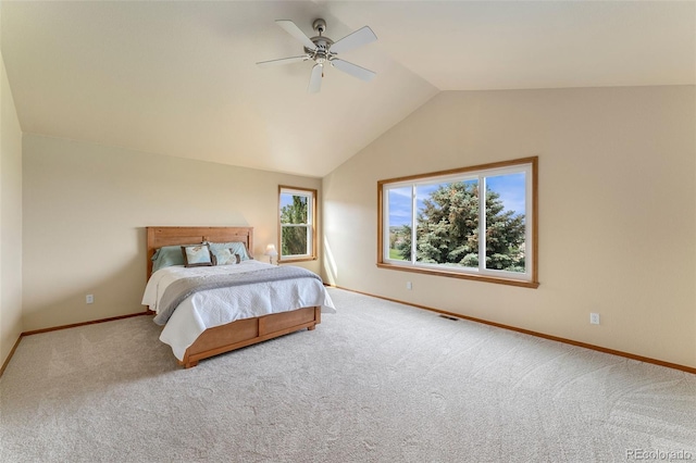 6323 S Sicily Way, Aurora, CO 80016 - bedroom featuring carpet, lofted ceiling, baseboards, and ceiling fan