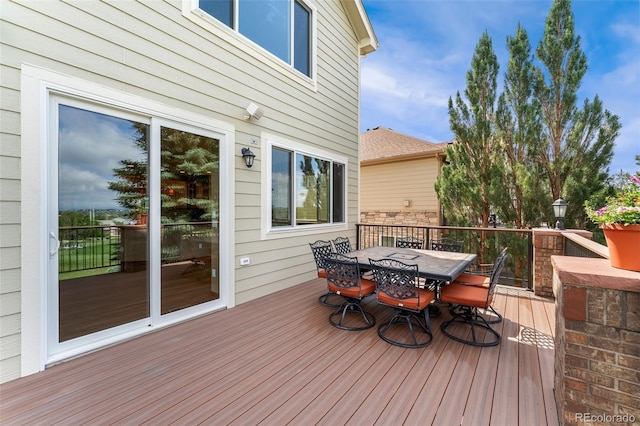 6323 S Sicily Way, Aurora, CO 80016 - wooden deck featuring outdoor dining space