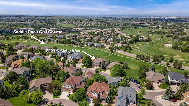 6323 S Sicily Way, Aurora, CO 80016 - aerial perspective of suburban area featuring a local golf course