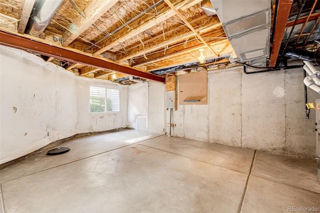 below grade area featuring electric panel