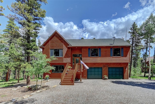 raised ranch with a garage