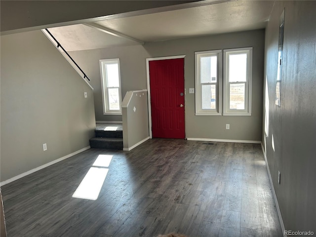 entrance foyer featuring dark hardwood / wood-style flooring