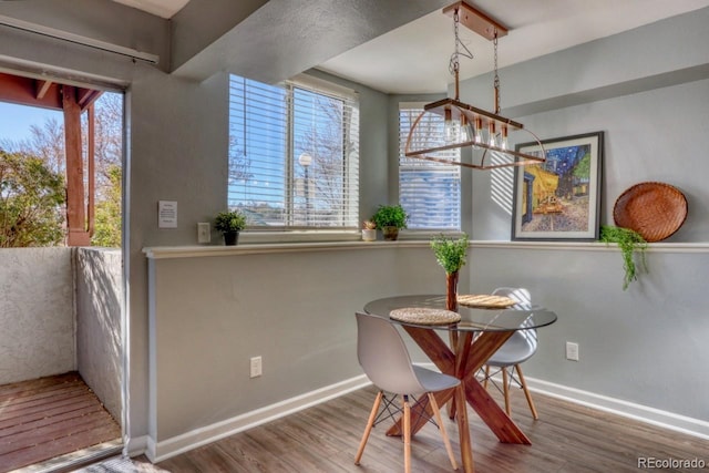 dining space featuring hardwood / wood-style flooring