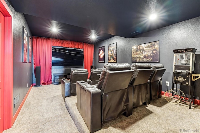 view of carpeted cinema room